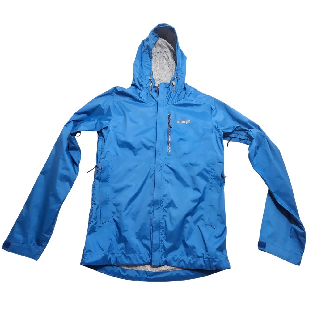 Sherpa Adventure Gear Blue Hooded Rain Jacket Lightweight Shell Womens Small 4/6
